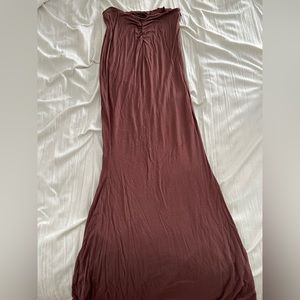 Brown long midi skirt